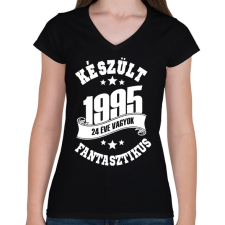 PRINTFASHION Születésnap (egyedi évszámmal kérhető) - Női V-nyakú póló - Fekete női póló