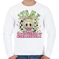 PRINTFASHION Születésnapi Labubu - Férfi pulóver - Fehér