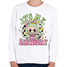 PRINTFASHION Születésnapi Labubu - Gyerek pulóver - Fehér gyerek pulóver, kardigán