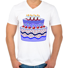 PRINTFASHION Születésnapi torta - Férfi V-nyakú póló - Fehér férfi póló