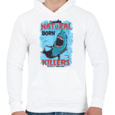 PRINTFASHION Született gyilkos - Férfi kapucnis pulóver - Fehér férfi pulóver, kardigán