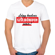 PRINTFASHION Szülihónapom van - Férfi V-nyakú póló - Fehér férfi póló