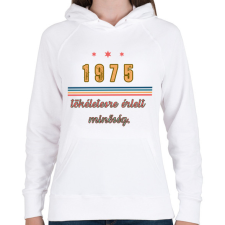 PRINTFASHION szülinap 1975  - Női kapucnis pulóver - Fehér női pulóver, kardigán