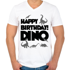 PRINTFASHION Szülinap DINÓ - Férfi V-nyakú póló - Fehér férfi póló