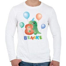 PRINTFASHION Szülinap dínóval - Névvel, számmal - Férfi hosszú ujjú póló - Fehér