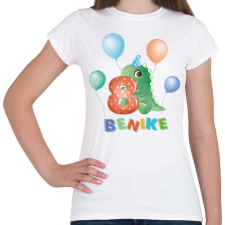 PRINTFASHION Szülinap dínóval - Névvel, számmal - Női póló - Fehér női póló