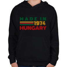 PRINTFASHION Szülinap Made in 1974  - Gyerek kapucnis pulóver - Fekete