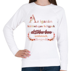 PRINTFASHION szülinap okt virágos  - Női pulóver - Fehér