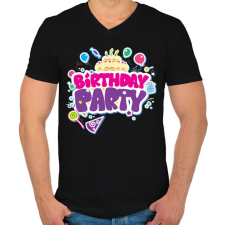 PRINTFASHION Szülinapi party - Férfi V-nyakú póló - Fekete férfi póló