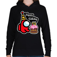 PRINTFASHION Szülinapos among us - Női kapucnis pulóver - Fekete női pulóver, kardigán
