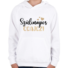 PRINTFASHION Szülinapos Csajszi - Gyerek kapucnis pulóver - Fehér
