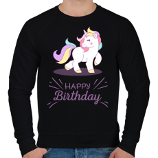 PRINTFASHION Szülinapos egyszarvú - Férfi pulóver - Fekete