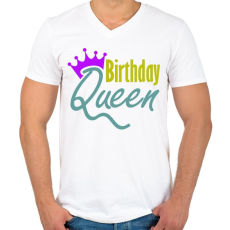 PRINTFASHION Szülinapos királynő - Férfi V-nyakú póló - Fehér