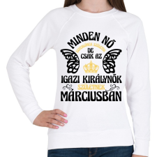 PRINTFASHION Szülinapos királynő_március fekete - Női pulóver - Fehér női pulóver, kardigán