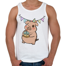 PRINTFASHION Szülinapos malac - Férfi atléta - Fehér atléta, trikó