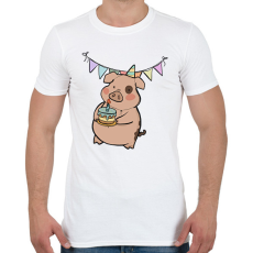 PRINTFASHION Szülinapos malac - Férfi póló - Fehér