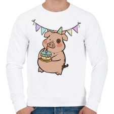 PRINTFASHION Szülinapos malac - Férfi pulóver - Fehér férfi pulóver, kardigán
