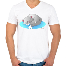 PRINTFASHION Szundicic - Férfi V-nyakú póló - Fehér