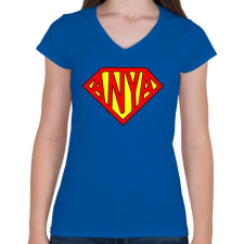 PRINTFASHION Szuper ANYA - Női V-nyakú póló - Királykék női póló