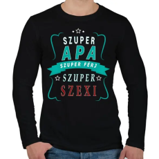 PRINTFASHION Szuper Apa! - Férfi hosszú ujjú póló - Fekete