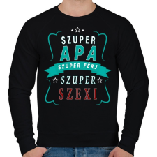 PRINTFASHION Szuper Apa! - Férfi pulóver - Fekete férfi pulóver, kardigán