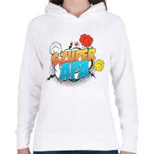 PRINTFASHION Szuper Apa - Női kapucnis pulóver - Fehér női pulóver, kardigán