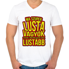 PRINTFASHION Szuper lusta - Férfi V-nyakú póló - Fehér