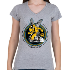 PRINTFASHION Szuper méh - Női V-nyakú póló - Sport szürke