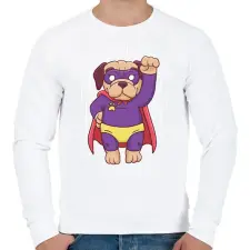 PRINTFASHION Szuper mopsz - Férfi pulóver - Fehér férfi pulóver, kardigán
