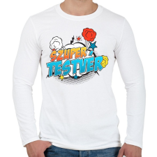 PRINTFASHION Szuper tesó - Férfi hosszú ujjú póló - Fehér férfi póló