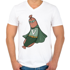 PRINTFASHION Szuper virsli - Férfi V-nyakú póló - Fehér férfi póló