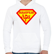 PRINTFASHION Szuperapu - Férfi kapucnis pulóver - Fehér
