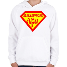 PRINTFASHION Szuperapu - Gyerek kapucnis pulóver - Fehér
