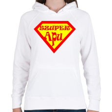 PRINTFASHION Szuperapu - Női kapucnis pulóver - Fehér