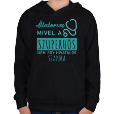 PRINTFASHION Szuperhős - Állatorovos - Gyerek kapucnis pulóver - Fekete gyerek pulóver, kardigán