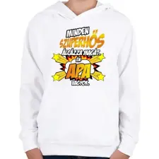 PRINTFASHION Szuperhős apa - Gyerek kapucnis pulóver - Fehér gyerek pulóver, kardigán