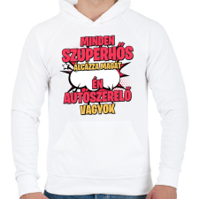 PRINTFASHION SZUPERHŐS AUTÓSZERELŐ - Férfi kapucnis pulóver - Fehér férfi pulóver, kardigán