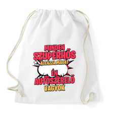 PRINTFASHION SZUPERHŐS AUTÓSZERELŐ - Sportzsák, Tornazsák - Fehér tornazsák
