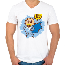 PRINTFASHION Szuperhős baba - Férfi V-nyakú póló - Fehér