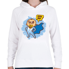 PRINTFASHION Szuperhős baba - Női kapucnis pulóver - Fehér női pulóver, kardigán