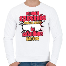 PRINTFASHION SZUPERHŐS KAMIONOS - Férfi pulóver - Fehér