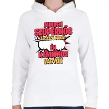 PRINTFASHION SZUPERHŐS KAMIONOS - Női kapucnis pulóver - Fehér női pulóver, kardigán
