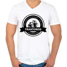 PRINTFASHION Szuperhős traktoros - Férfi V-nyakú póló - Fehér férfi póló