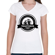 PRINTFASHION Szuperhős traktoros - Női V-nyakú póló - Fehér női póló