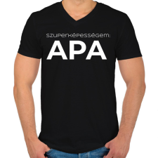 PRINTFASHION SZUPERKÉPESSÉGEM APA - Férfi V-nyakú póló - Fekete férfi póló