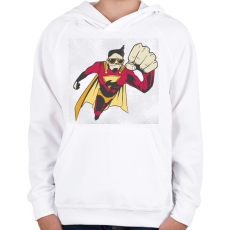 PRINTFASHION Szupermenő - szuper - Gyerek kapucnis pulóver - Fehér