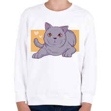 PRINTFASHION Szürke cica - Gyerek pulóver - Fehér