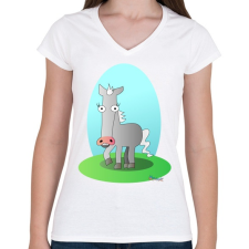 PRINTFASHION Szürke paci - Női V-nyakú póló - Fehér női póló