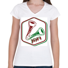 PRINTFASHION szurkolói sörbontó - Női V-nyakú póló - Fehér női póló