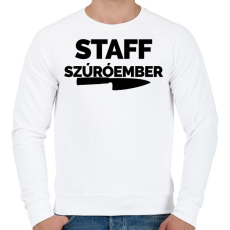 PRINTFASHION Szúróember Staff - Férfi pulóver - Fehér